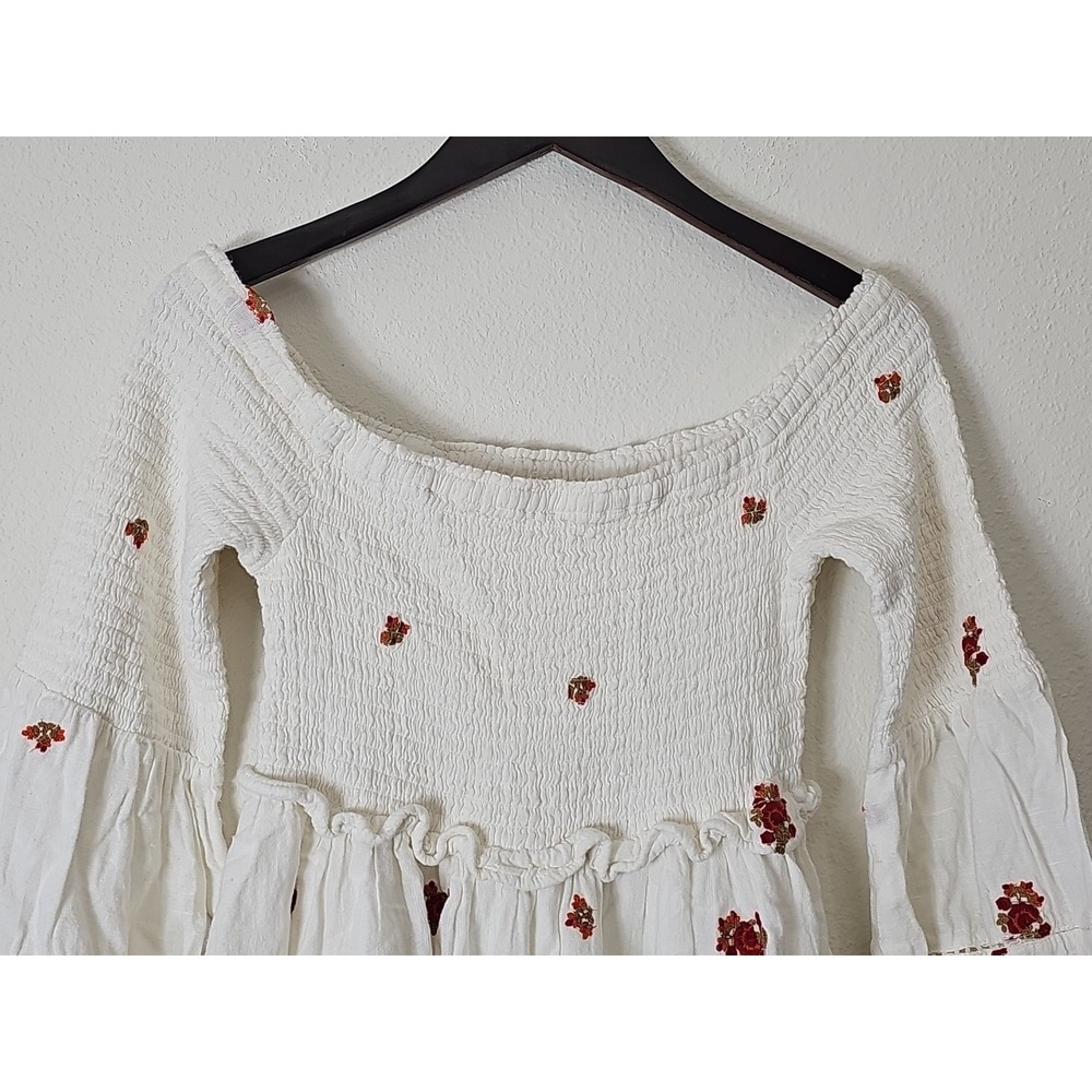 Free People‎ White Counting Daisies Off-The-Shoulder Mini Dress Size M - Picture 6 of 16